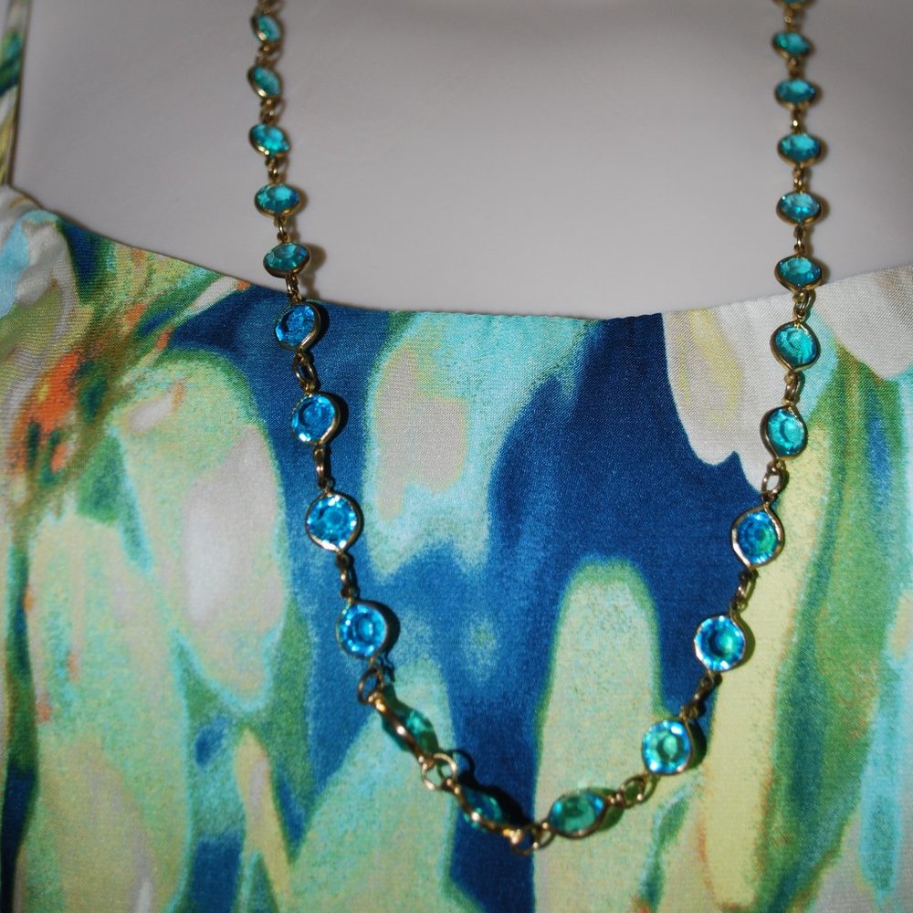 Two Sisters Teal Crystal Necklace